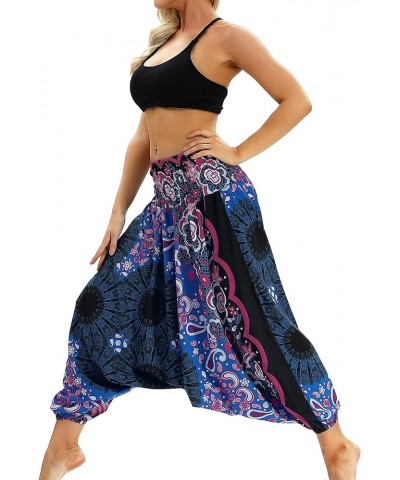 Womens Hippie Boho Lounge Yoga Pants Harem Palazzo Indian Pants with Pockets Mandala Dark Blue $13.49 Activewear