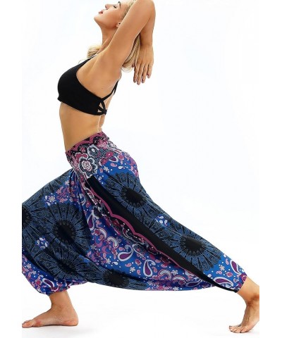 Womens Hippie Boho Lounge Yoga Pants Harem Palazzo Indian Pants with Pockets Mandala Dark Blue $13.49 Activewear