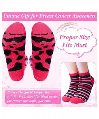 5 Pairs Breast Cancer Awareness Socks Pink Ribbon Ankle Socks Inspirational Novelty Short Crew Socks Soft Printed Athletic So...