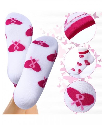 5 Pairs Breast Cancer Awareness Socks Pink Ribbon Ankle Socks Inspirational Novelty Short Crew Socks Soft Printed Athletic So...