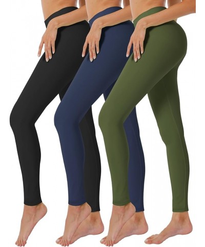 High Waisted Leggings for Women Ultra Soft Stretch Opaque Slim Yoga Leggings One Size & Plus Size 3 Pack- Black/Navy/Olive $1...