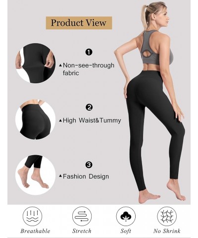 High Waisted Leggings for Women Ultra Soft Stretch Opaque Slim Yoga Leggings One Size & Plus Size 3 Pack- Black/Navy/Olive $1...