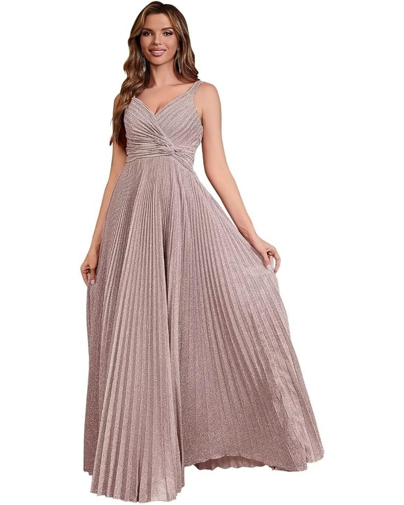 Spaghetti Strap Long Prom Dresses for Women 2024 Ball Gown A Line V-Neck Sparkly Formal Evening Gowns for Wedding D-blush $33...