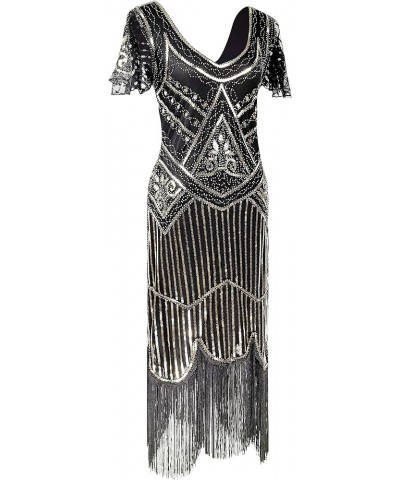 Vintage Women's Flapper Dresses 1920s Sequin Beaded Fringed Great Gatsby Dress Black&gold $30.03 Dresses