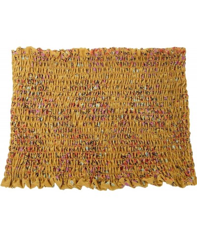 Women's Smocked Cropped Tube Top Yellow Multi $11.00 Tanks