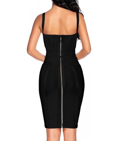 Women's Bandage Dress Strap Sashes Sleeveless Rayon Bodycon Dresses Club Black $29.82 Dresses