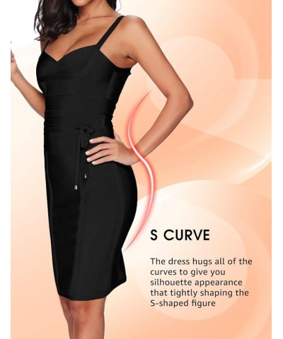 Women's Bandage Dress Strap Sashes Sleeveless Rayon Bodycon Dresses Club Black $29.82 Dresses