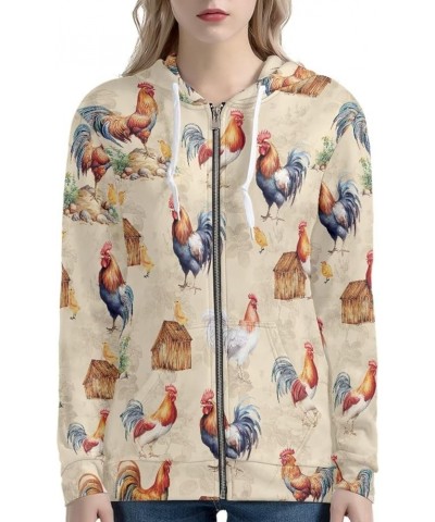 Women Zip Up Hoodie Fall Jacket Long Sleeve Hoodies for Teen Girls Clothes with Pocket Chicken 1 $20.66 Hoodies & Sweatshirts