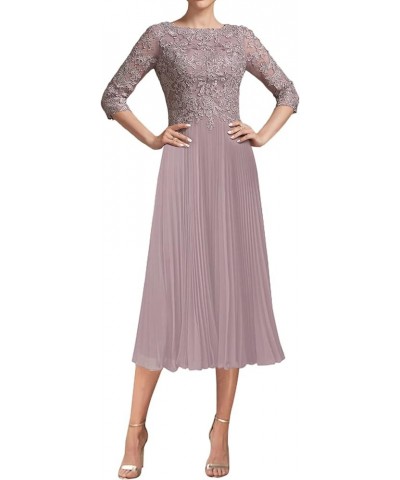 Mother of The Bride Dresses Tea Length Lace Evening Dress Pleated Chiffon Formal Gowns for Women Regency $32.68 Dresses