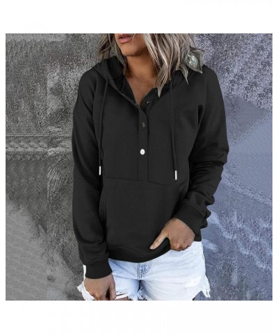 Womens Casual Hoodie Fall Fashion Pullover Tops Loose Drawstring Hooded Sweatshirts Comfy Pullover Tops with Pocket 01-black ...