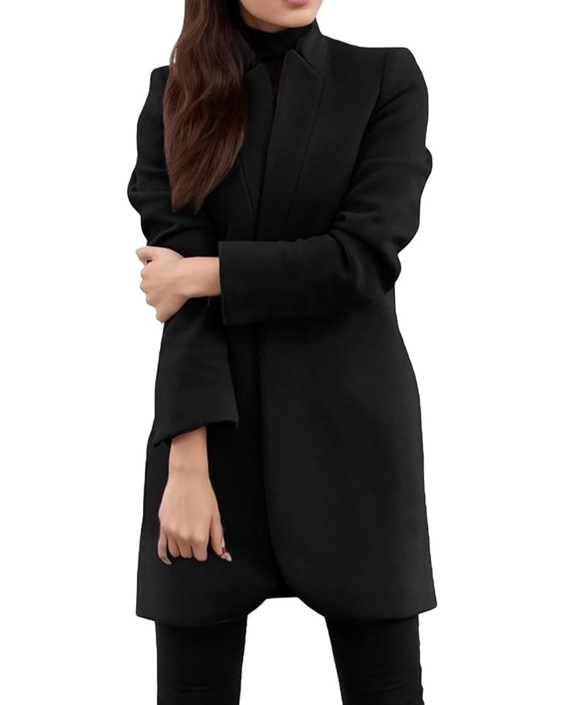 Womens Jacket No Collar Suit Solid Long Coat Hairy Long Cardigan Short Front Sleeve Open Women Old Faithful Jacket Black $16....