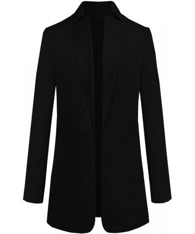 Womens Jacket No Collar Suit Solid Long Coat Hairy Long Cardigan Short Front Sleeve Open Women Old Faithful Jacket Black $16....