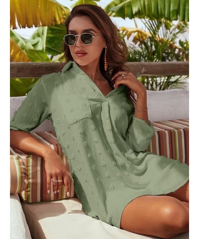 Womens Swimsuit Coverups White Chiffon Bikini Swimwear Beach Cover Up Dress Shirt Green $18.89 Swimsuits