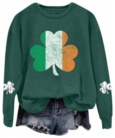 St Patricks Day Shirt Graphic Long Sleeve Plus Size Shamrock Tops Casual Green Irish Crewneck Sweatshirts Trendy Z31 Green $8...