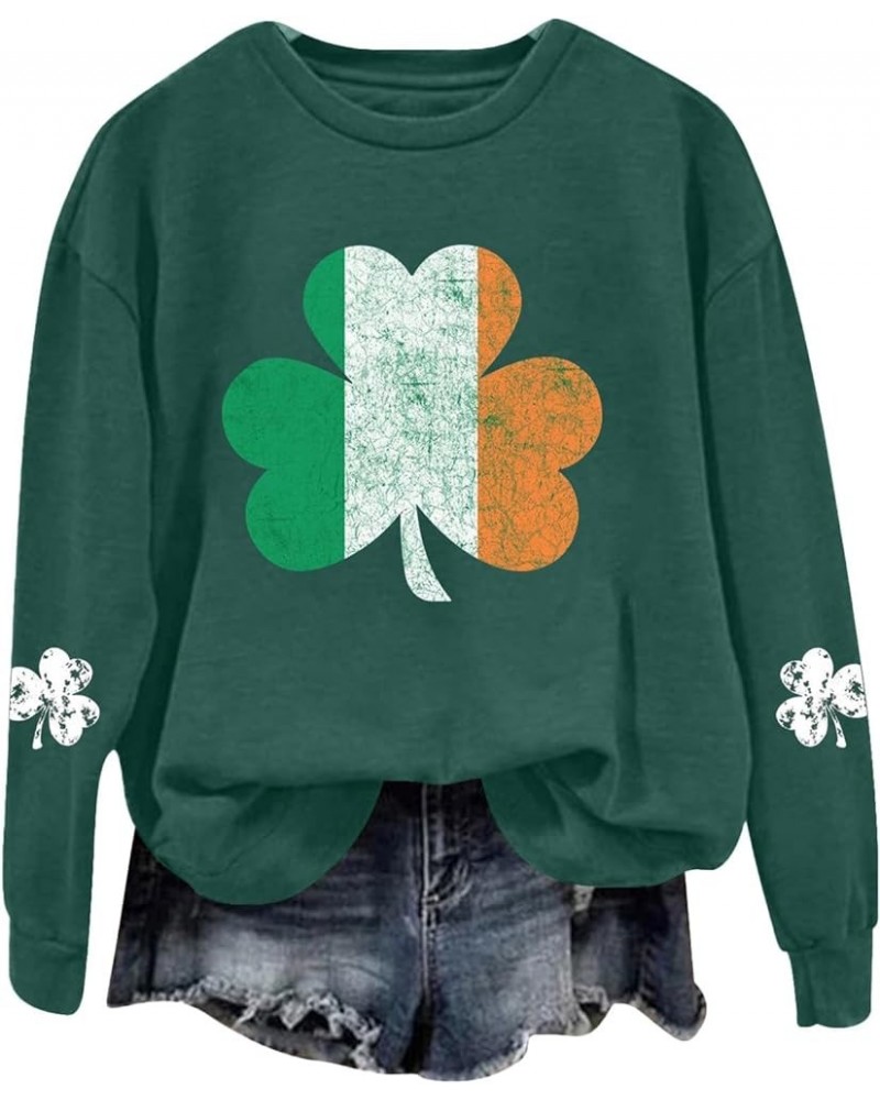 St Patricks Day Shirt Graphic Long Sleeve Plus Size Shamrock Tops Casual Green Irish Crewneck Sweatshirts Trendy Z31 Green $8...