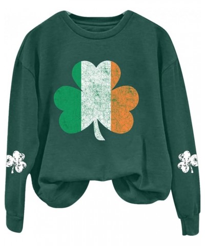 St Patricks Day Shirt Graphic Long Sleeve Plus Size Shamrock Tops Casual Green Irish Crewneck Sweatshirts Trendy Z31 Green $8...