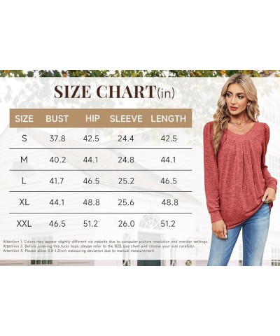 Womens Tunic Tops to Wear with Leggings Pleated V Neck Puff Sleeve Fall Sweaters S-2XL 11-orange $7.79 Tops