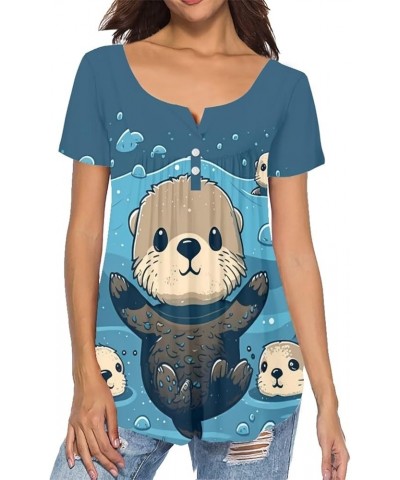 Womens Tops Short Sleeve Clothes Teen Girls Tunic A Sea Otter $11.07 Tops