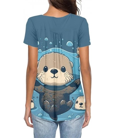 Womens Tops Short Sleeve Clothes Teen Girls Tunic A Sea Otter $11.07 Tops