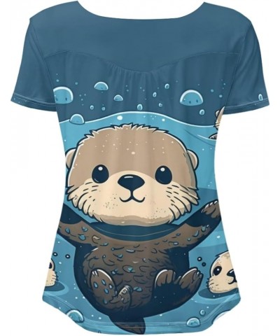 Womens Tops Short Sleeve Clothes Teen Girls Tunic A Sea Otter $11.07 Tops