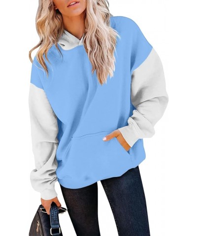 Fall Clothes for Women 2023 Solid Oversized Hoodies Long Sleeve Sweaters Pullover Sweatshirts with Pocket 02-sky Blue $7.79 H...