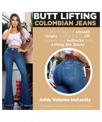 Pantalones Colombianos Levanta Cola | Butt Lifting Jeans for Women Colombian Jeans for Women Butt Lift Boot Cut Jeans Blue Fl...