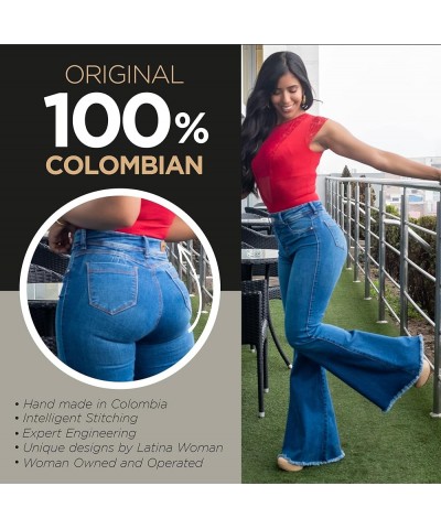 Pantalones Colombianos Levanta Cola | Butt Lifting Jeans for Women Colombian Jeans for Women Butt Lift Boot Cut Jeans Blue Fl...