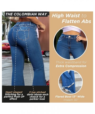 Pantalones Colombianos Levanta Cola | Butt Lifting Jeans for Women Colombian Jeans for Women Butt Lift Boot Cut Jeans Blue Fl...