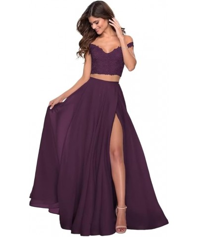 Two Piece Prom Dresses Long Formal for Women Teens Homecoming Graduation Party BD450 Plum-2 $31.82 Others