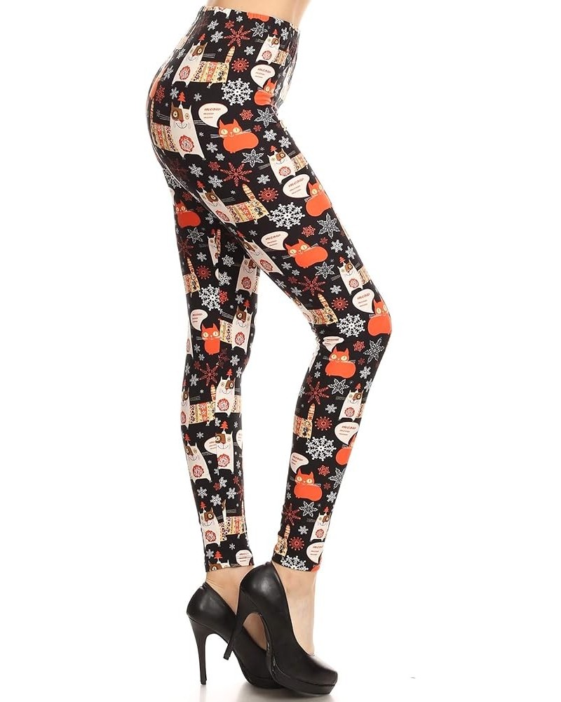 High Waisted Novelty Christmas Holiday Print Leggings for Women (Available in Plus Size) Full Length Winter Cat $8.41 Leggings