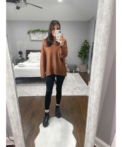 Oversized Sweaters for Women Sexy Deep V Neck Long Sleeve Cable Knit Sweater Loose Jumper Tunic Pullover Tops 3b Brown $25.51...