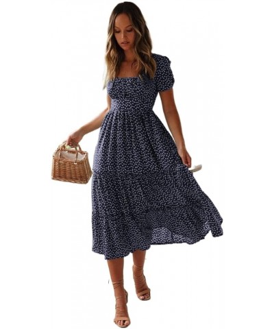 Women's Spring Summer Dresses Party Casual Floral Print Boho Elegant Beautiful Cute Midi Long Maxi Dress Navy Blue $20.64 Dre...