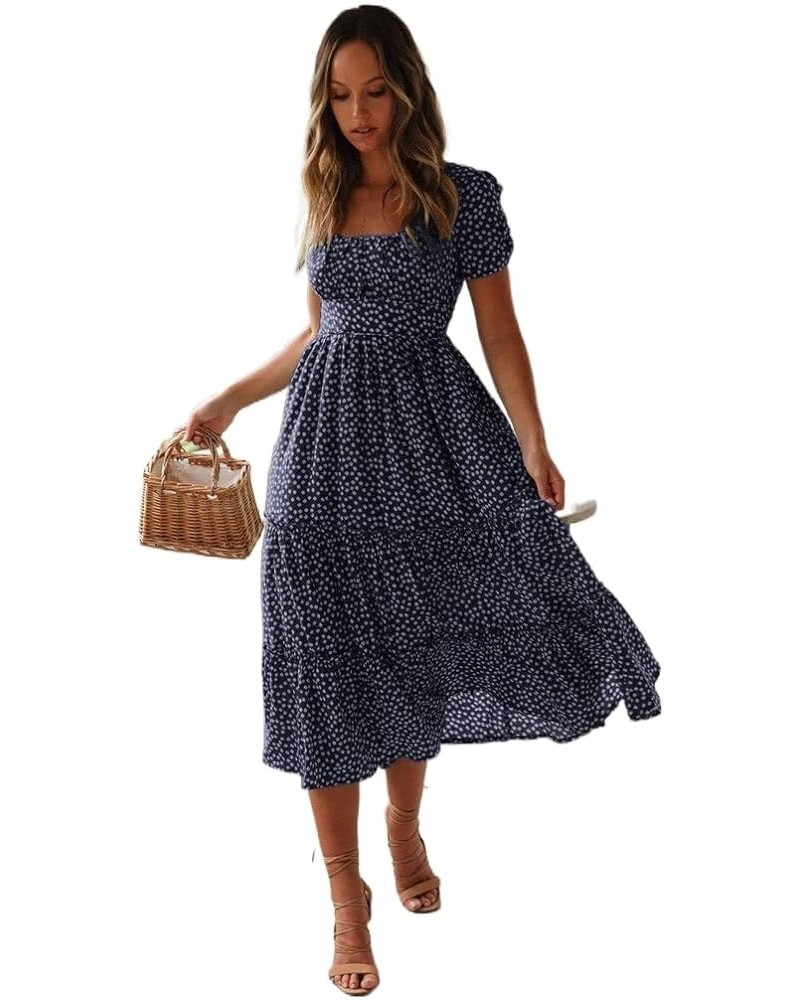 Women's Spring Summer Dresses Party Casual Floral Print Boho Elegant Beautiful Cute Midi Long Maxi Dress Navy Blue $20.64 Dre...