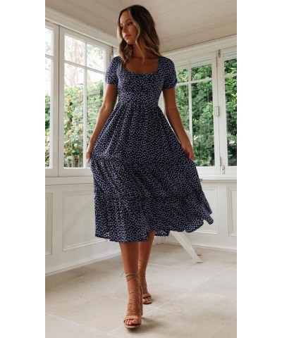 Women's Spring Summer Dresses Party Casual Floral Print Boho Elegant Beautiful Cute Midi Long Maxi Dress Navy Blue $20.64 Dre...