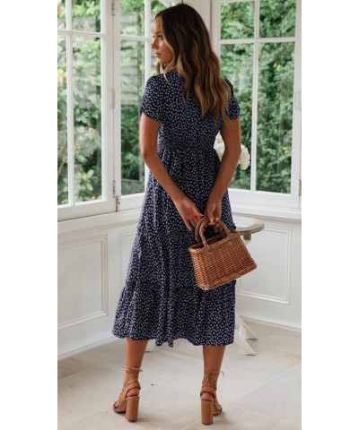 Women's Spring Summer Dresses Party Casual Floral Print Boho Elegant Beautiful Cute Midi Long Maxi Dress Navy Blue $20.64 Dre...