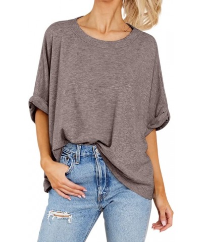 Women Oversized T Shirt Short Sleeve Loose Casual Basic Shirts Summer Tee Tops Brown $15.07 T-Shirts