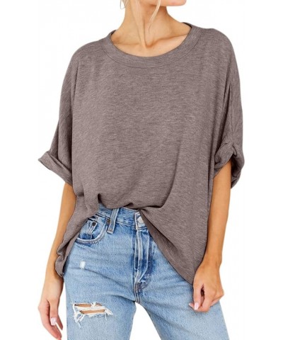 Women Oversized T Shirt Short Sleeve Loose Casual Basic Shirts Summer Tee Tops Brown $15.07 T-Shirts