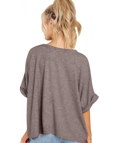 Women Oversized T Shirt Short Sleeve Loose Casual Basic Shirts Summer Tee Tops Brown $15.07 T-Shirts