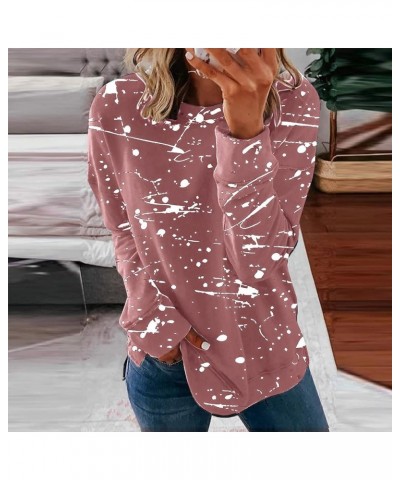 Womens Long Sleeve Shirts 2024 Spring Casual Crewneck Tops Fashion Vintage Floral Print Basic Blouses 04-pink $8.52 Bodysuits