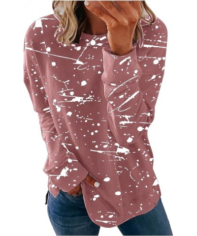 Womens Long Sleeve Shirts 2024 Spring Casual Crewneck Tops Fashion Vintage Floral Print Basic Blouses 04-pink $8.52 Bodysuits