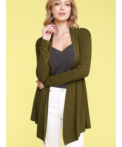 Women's Draped Front Open Cardigan Casual Long Sleeve Lightweight Cardigan Sweaters Duster Wsk850_olive $11.88 Sweaters