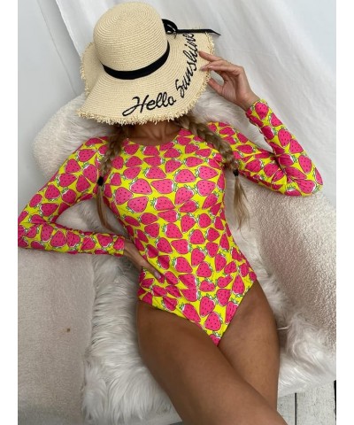 Women Long Sleeve Rash Guard, Backless Floral Print One Piece Bathing Suit UPF 50+ Surfing Swimsuit Aob3 $18.89 Swimsuits