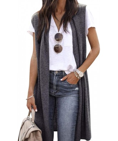 Womens Long Sweater Vests Sleeveless Open Front Cardigan Tunic Vest Long Cardigan Tops Coat for Fall Winter Dark Grey $15.40 ...