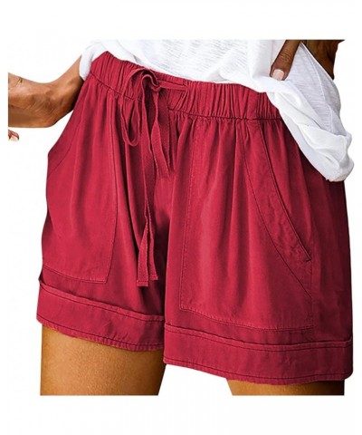 Cotton Shorts for Women Dressy Summer Summer Shorts Stretchy Stylish Breathable Lounge Shorts with Pockets 01-wine $6.47 Unif...