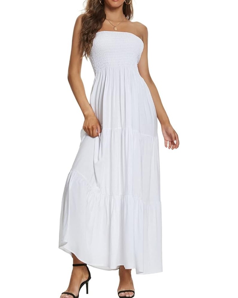 Women's Summer Bohemian Party Maxi Dress Off Shoulder Beach Cover-up Long Dress White-109 $14.35 Swimsuits