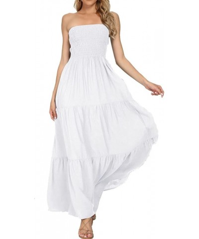 Women's Summer Bohemian Party Maxi Dress Off Shoulder Beach Cover-up Long Dress White-109 $14.35 Swimsuits