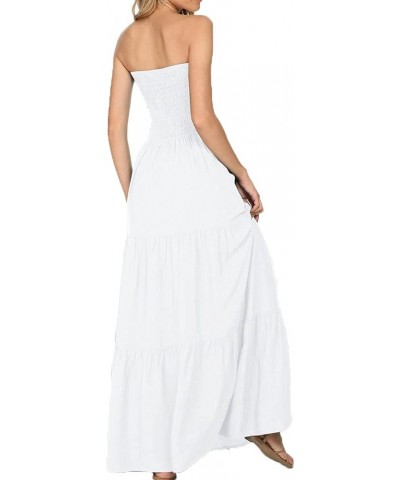 Women's Summer Bohemian Party Maxi Dress Off Shoulder Beach Cover-up Long Dress White-109 $14.35 Swimsuits