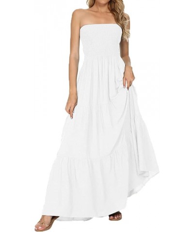 Women's Summer Bohemian Party Maxi Dress Off Shoulder Beach Cover-up Long Dress White-109 $14.35 Swimsuits