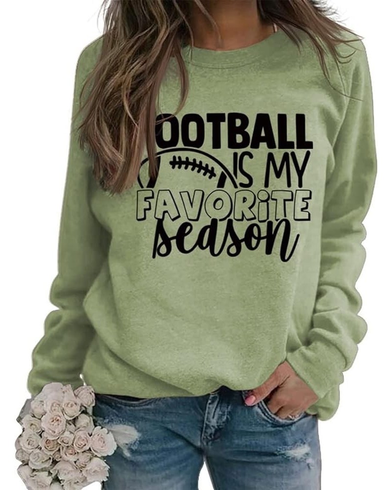 Women Football Is My Favorite Season Sweatshirt Long Sleeve Game Day Sweatshirt Green $14.49 Hoodies & Sweatshirts