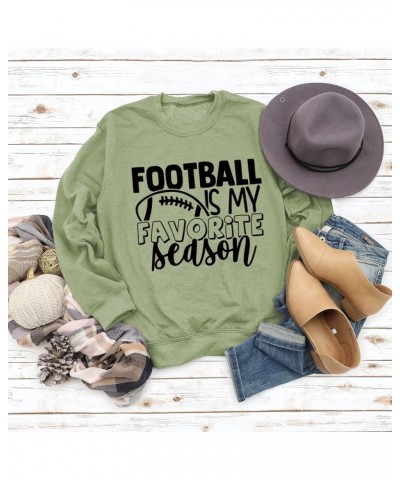 Women Football Is My Favorite Season Sweatshirt Long Sleeve Game Day Sweatshirt Green $14.49 Hoodies & Sweatshirts